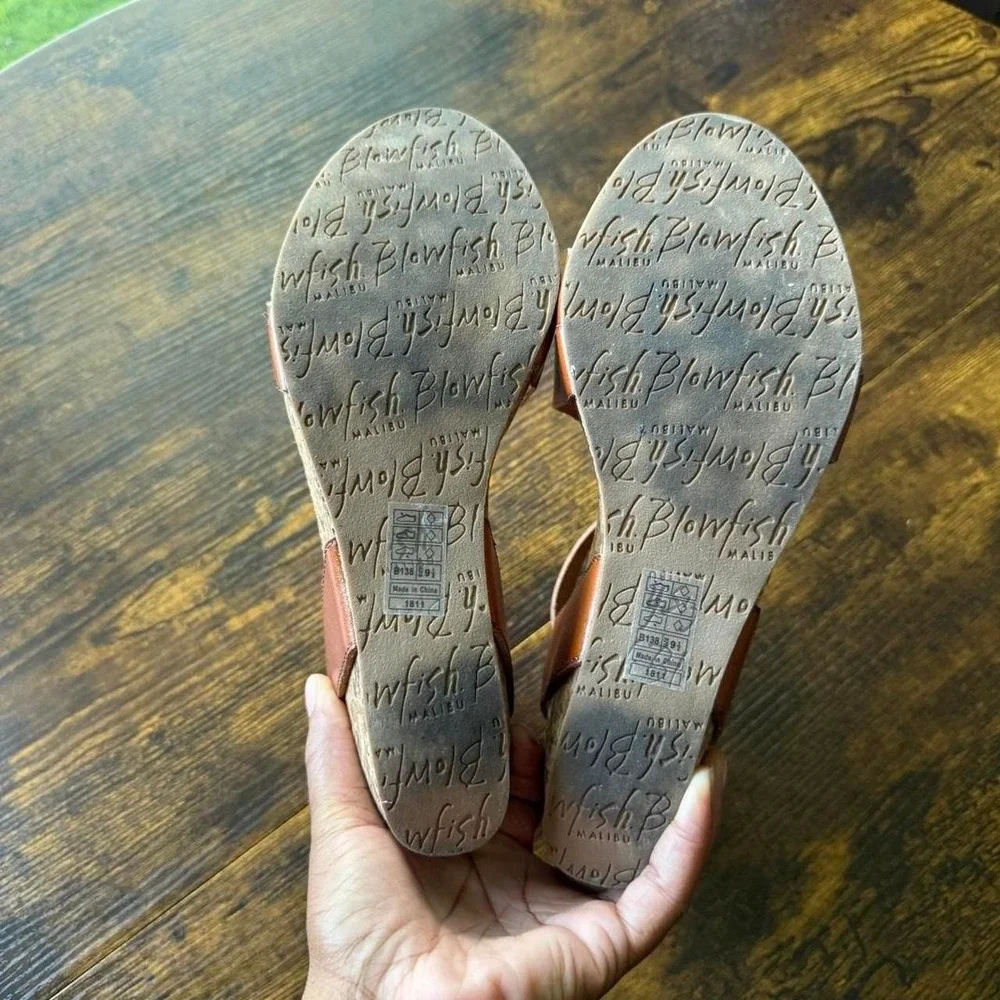 Blowfish Malibu brown cork wedge sandals size 9.5